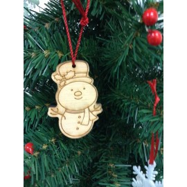 Handmade Christmas Natural Wood Christmas Tree Ornaments Snowman