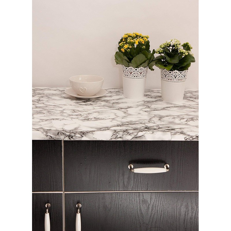 d-c-fix 346-0047-4PKA Decorative Self-Adhesive Film, Marble White, 17" x 78"