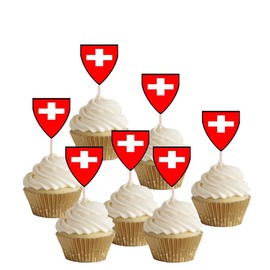 AK Giftshop Switzerland Flags Party Food Sticks Picks Cupcakes Decorations Toppers (24 Pack)