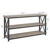 Industrial Long Console Table, 55 Inch 3-Tier Entryway Table with