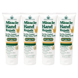 Miracle of Aloe Miracle Hand Repair Cream 8 oz Healing Aloe Vera Lotion for Dry, Cracked Hands with 60% Ultra Aloe Gel - Moisturizes, Softens, and Repairs - Non-Greasy, Lightly Scented (4-Pack)