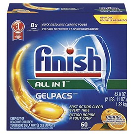 Finish 81181CT Dish Detergent Gelpacs Orange Scent 60/BX 4 BX/CT