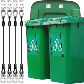 Trash Can Locks Garbage Can Lid Locks for Animals, Bear Raccoon Squirrel Dog Proof Trash Can Lock, Weather-Resistant Universal Trash Bin Lock for Outdoor Trash Cans with Stainless Steel Hasps, 4 PCS