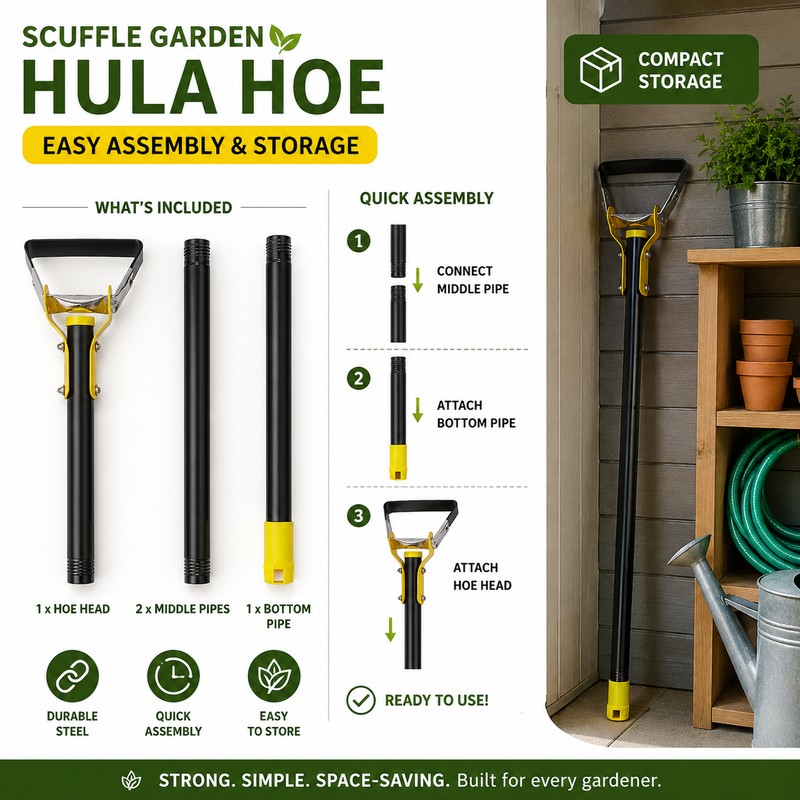 Scuffle Garden Hula Hoe for Weeding – Push-Pull Stirrup Weeder
