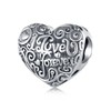 NINGAN 925 Sterling Silver Charm, Heart Shaped Pendant Bead, Angel