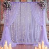 10x10ft Purple Tulle Backdrop Curtain with Lights String for Parites,