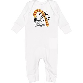 inktastic Merry Christmas Red and Gold Candy Cane Baby Romper Coveralls 18 Months White 39195
