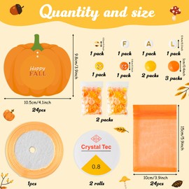 BeYumi Fall DIY Bracelet Gift - 24 Pack Fall Letter Beads Friendship Bracelets with Pumpkin Greeting Cards and Bags Autumn Thankful Craft Kit Party School Classroom Party Fun Activities Kids Ages 6-12