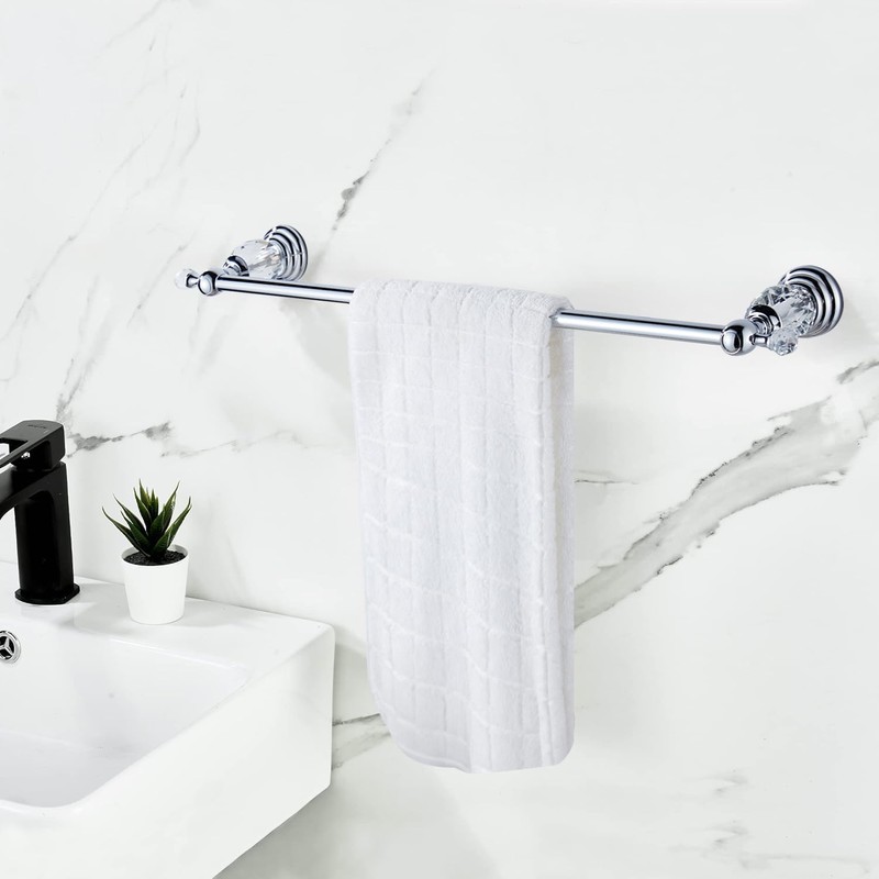 WNEBAHT Crystal Chrome Towel Bar, Silver Adjustable Bathroom Towel Holder