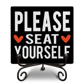 Please Seat Yourself Bathroom Wooden Sign Gifts, Funny Wooden Sign for Bathroom Toilet Decor, Humorous Wood Plaque Sign Decor, Bath Wooden Signs Gift, 5 x 5 inches-A09