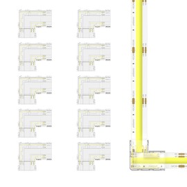 MIWISE 10mm Connectors Kit for 3-Pin CCT COB LED Strip, Gapless L-Shaped Solderless Extension Connectors for 5V/9V/12V/24V CCT COB LED Strip Lights, DIY Lighting Projects