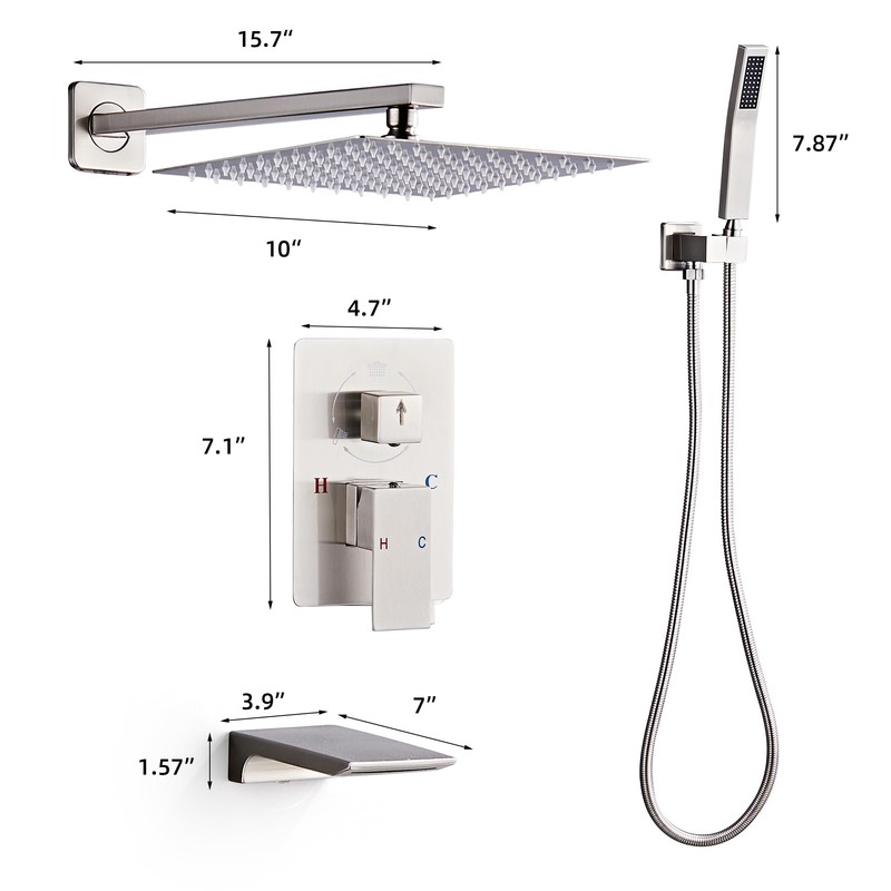LCEVCGK Shower Faucet Set Complete with Tub Spout Shower System