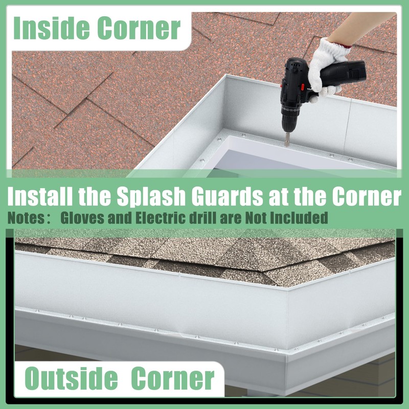 Memrita 4 Pcs Gutter Valley Splash Guards Roof Rain Diverter,Aluminum