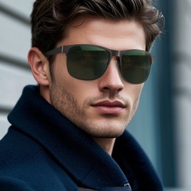 Myiaur Pack of 2 Men's Polarised UV400 Protection Sunglasses for Driving, Fishing & Outdoor Lightweight Glare Protection, A01(2 Pack) Black/Gray + Gun/Green