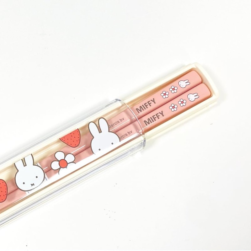 Miffy BW24-6 Chopsticks & Case Set, Antibacterial, Dishwasher Safe