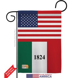 US Alamo Garden Flag Set Wood Dowel Americana Historic July Memorial Veteran Independence United State American Small Decorative Gift Yard House Banner Double-Sided Made In USA 13 X 18.5