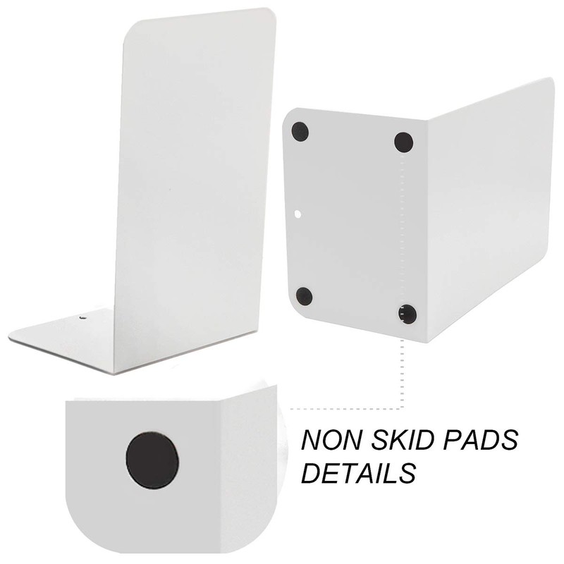 VONDERSO Heavy Duty White Decorative Metal Bookends, VONDERSO Metal Book