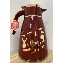 RED KITCHEN Arabic Vacuum Flask - Kahwa - Coffee - Keeps Hot & Cold - 1 Liter - DARK RED