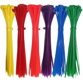 300 Pcs Colorful Cable Ties 200mm x 3.6mm Nylon Cable Ties 6 Colors Yellow Red Orange Purple Blue Green 50pcs Each Color
