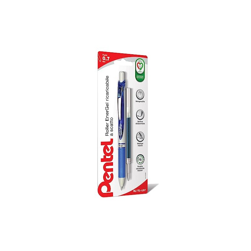 Pentel BL77E Energel MX Snap Lock 0.7 mm + Blue