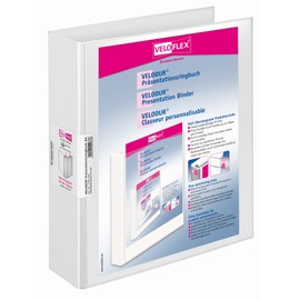 VELOFLEX Velodur 1138190 Presentation Ring Binder DIN A4 Lever Mechanism 280 x 315 x 60 mm with Outer Pockets White