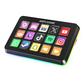 Fifine AmpliGame Stream Controller with 15 Macro Keys, Streaming Keyboard with Trigger Actions in OBS/Twitch/YouTube/Streamlabs, Shortcut Buttons Keypad Works with Mac and PC-D6