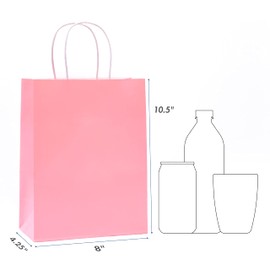 Nexmint 12-Pack Medium Pink Paper Gift Bags with Handle: Pink Gift Bags, Pink Paper Bag, Shopping Bag, Party Favor Bags, Treat Bags, Goodie Bag, Business Tchotchkes, Shopping Bag, Retail Bag, Kraft Paper Bag