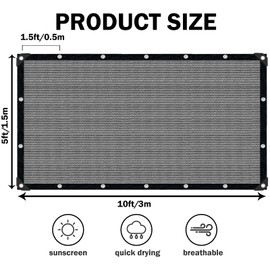 IMSGVIFO Sun Shade Cloth with Grommets,90% UV Protection Shade Fabric,Pergola Shade Cover Canopy Fence Privacy Screen Balcony,Sunshades for Patio Pergola Garden Backyard Porch Outdoor,Grey-5x10FT