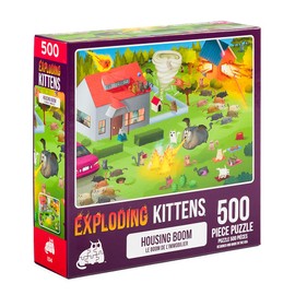 Exploding Kittens 500 Piece Jigsaw Puzzle - Housing Boom, Jigsaw Puzzles for Adults, Cat Puzzle, Art Puzzle