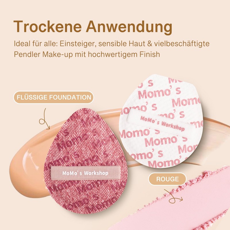 Momo's Workshop Powder Puff Makeup Sponge for Liquid Foundation Ultra