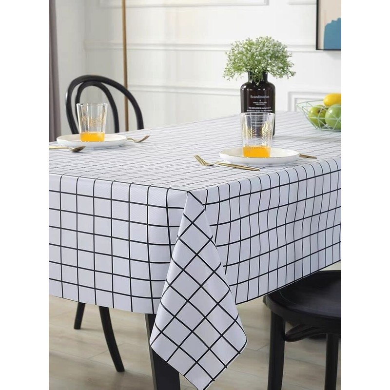 Aisszhao 137 * 180cm Wipe Clean PVC Tablecloth,Rectangular Large Easy
