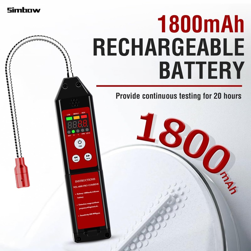 Refrigerant Leak Detector, WJL-6000 PRO HVAC Freon Leak Detector Halogen