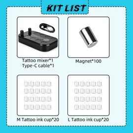 BAMTTOO Tattoo Ink Mixer Tattoo Ink Stirring Machine High Speed Color Mixer Automatic Mixing Machine Adjustable Power Electric Ink Mixer Set Tattoo Supplies