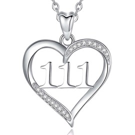 INFUSEU Angel Number Chain, 925 Silver Multicoloured Pendant Number Angel Lucky Number Charm Necklace 111 222 333 444 555 666 777 888 999 Lucky Pendant Choker Jewellery for Women, Sterling Silver