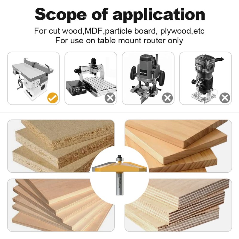FivePears Bevel Raised Panel Router Bit 1/2 Inch Shank for