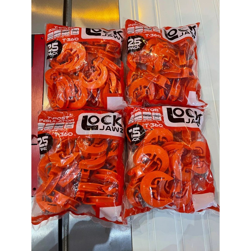 LockJawz Electric Fence T Post Insulators (25)pk - Orange (T-360)