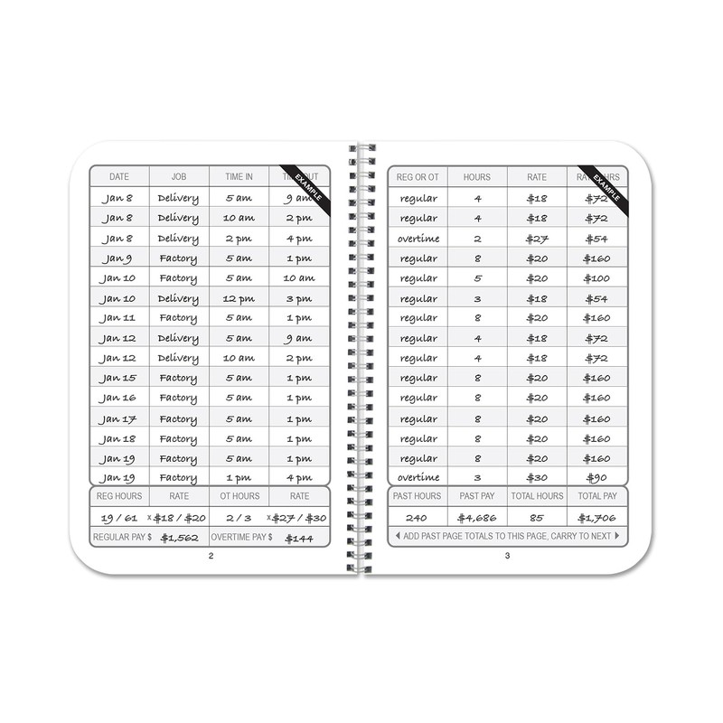 BookFactory Work Hours Log Book/Working Hours Tracking Journal/Plant Worker Tracking