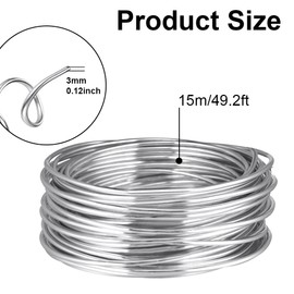 AUAUY 9 Gauge Aluminum Craft Wire, 3mm 50 Feet Bendable Aluminum Wire, DIY Craft Wire Bendable Wire for Crafts, Crafting Metal Wire, Silver Wire for Jewelry Making, Wreath Making, Sculpting, Modelling