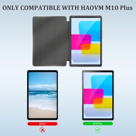 Tablet Case Fits HAOVM M10 Plus Tablet 10",Trifold Stand Cover with Translucent Backshell,Dark Gray