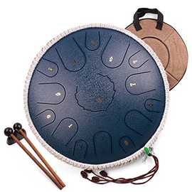 Steel Tongue Drum,15 Notes 14 inch D-Key Handpan Percussion Instrument,for Meditation, Decompression, Music and Gift .