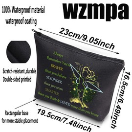 WZMPA Pixie Dust Cosmetic Bag Fairy Tale Fans Inspired Gift You are Braver Stronger Smarter Than You Think Fairy Makeup Zipper Pouch Bag Fairy Merchandise (Always Tink), Always Tink-Bell