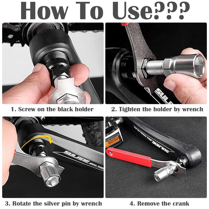 4Pcs Set Bicycle Crank Removal Tool Set, Professional Bike Bottom
