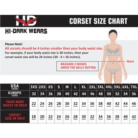 HI-DARK WEARS Heavy Duty Women's lace up steel boned underbust black cotton corset bodyshaper top tummy control plus size waist cincher (US, Alpha, Medium, Regular, Regular, Black)