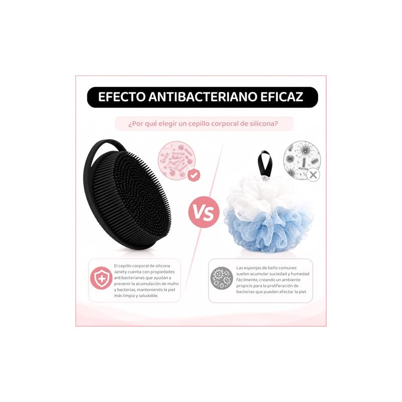 Janety Cepillo Baño Silicona Piezas Diseño Doble Cara Herramienta Limpieza