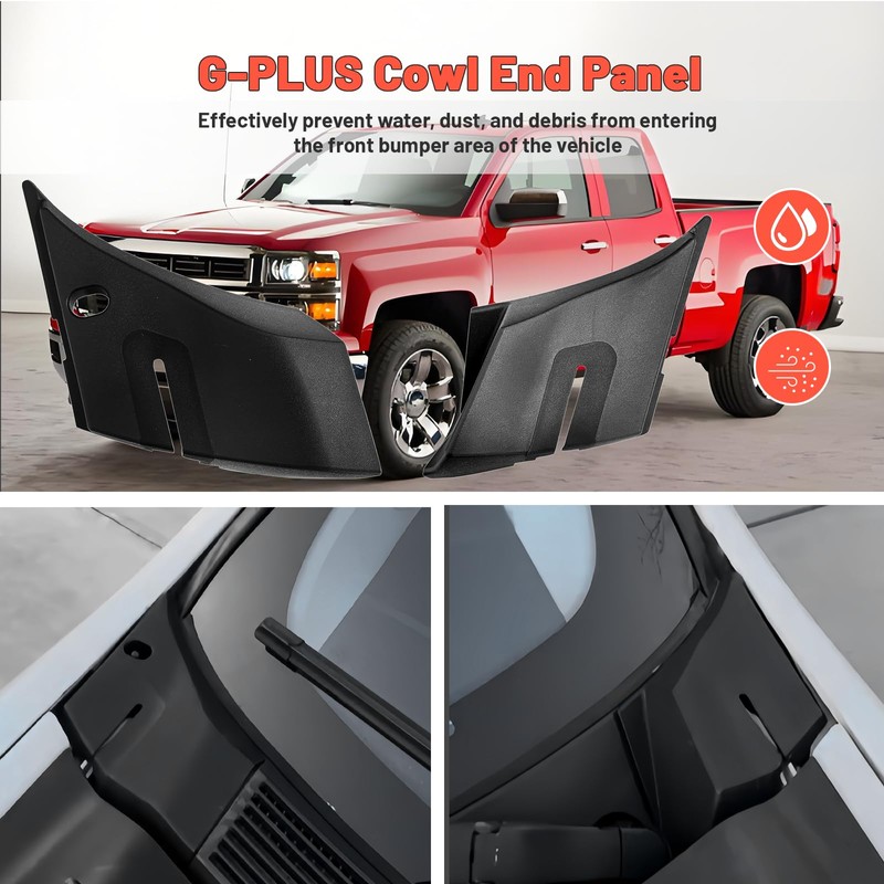 LYZNB Windshield Wiper Cowl End Panel fit for Chevy Silverado