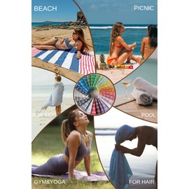 PARK & OZ Turkish Beach Towels – 6-Pack Oversized 100% Cotton Quick-Dry & Sand-Free Towels 72" x 40" – Ultra-Absorbent, Lightweight & Compact Pool Towels for Beach, Travel, Spa, Gym, Camping & Home
