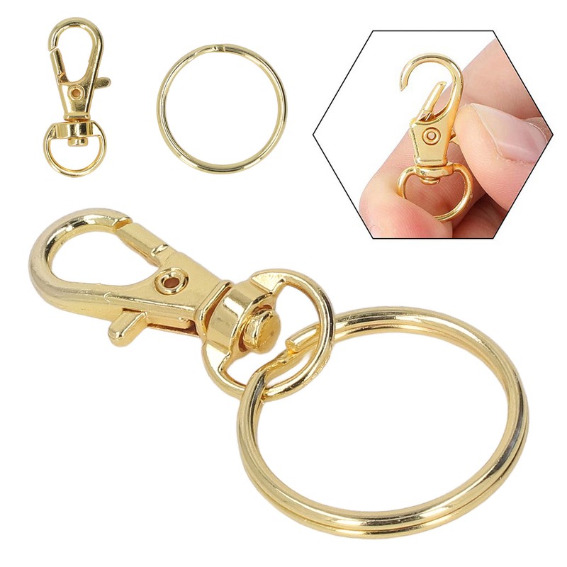 100PCS Gold Lobster Claw Clasp with Key Rings Rustproof Metal