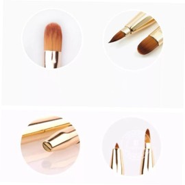 Mikinona Double-ended Lip Brush Retractable for Women Makeup Brush Fine Dense Bristles Portable Concealer Brush for Daily Lip Makeup Golden Color