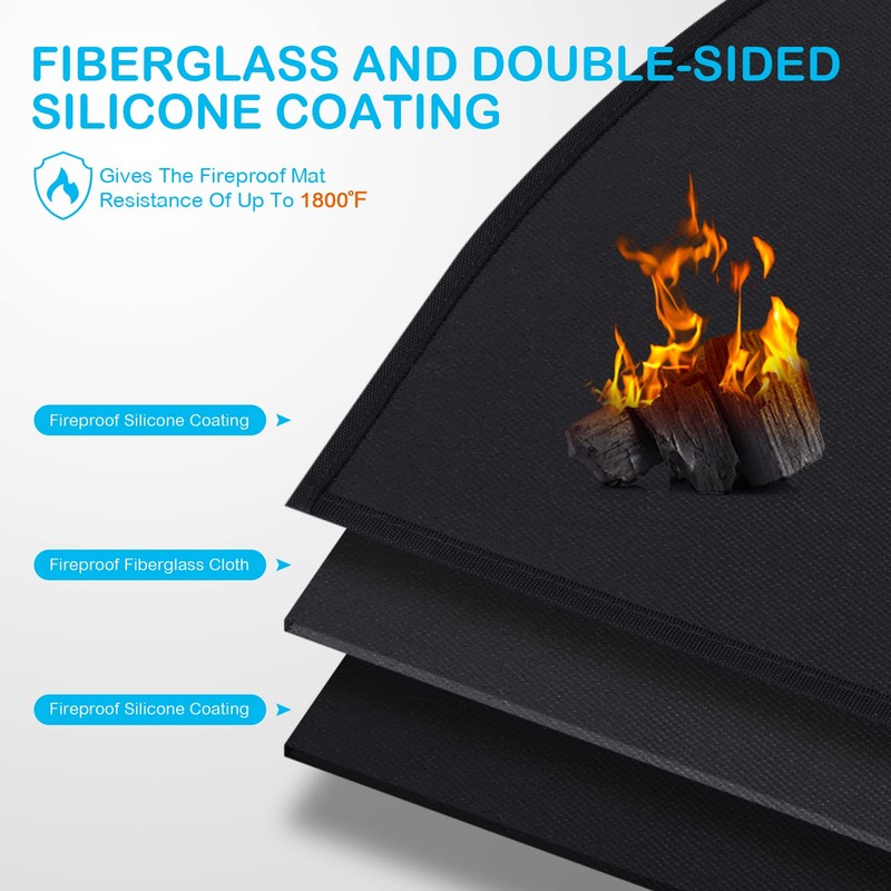 FLASLD Fireproof Fireplace Mat 28×48 Inch, Flame-Resistant Hearth Pad Area