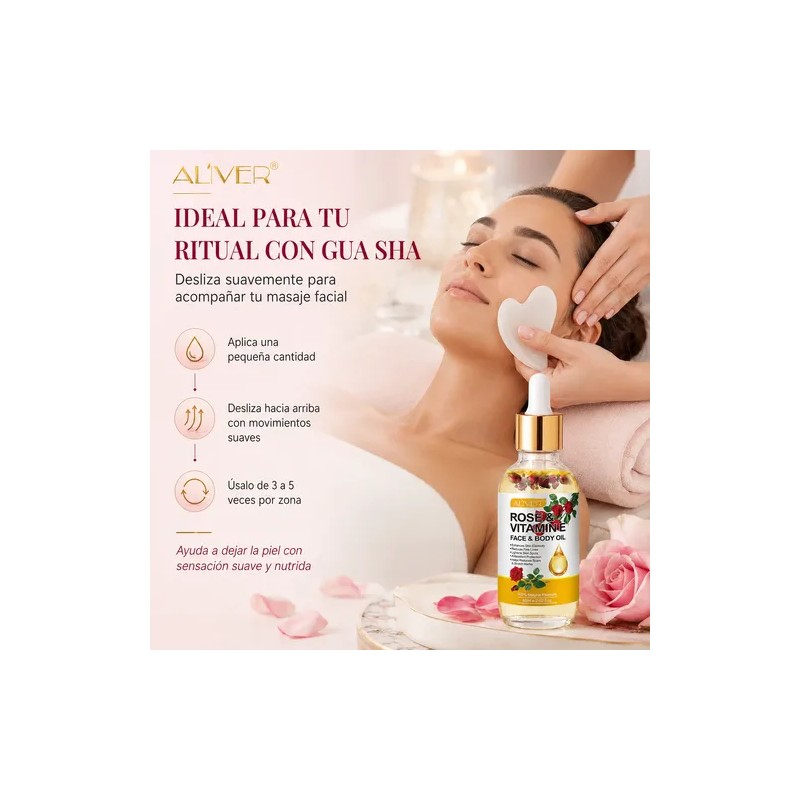 Aceite Corporal Rosa Vitamina E Hidrata Firmeza Ilumina